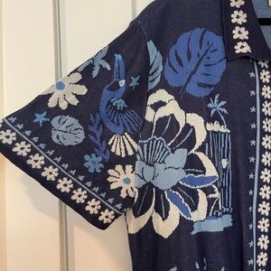 Floral Patterned Short Sleeve Knit Shirt